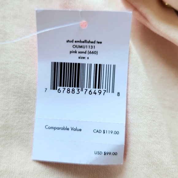 NWT Kate Spade Broome Street "Stud Embellished Tee" in Pink Sand, Women's Size S - Picture 8 of 11